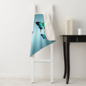 Couverture Sherpa Sublime Superbe Aqua Turquoise Papillons Sherpa (En situation)