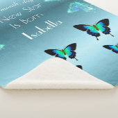 Couverture Sherpa Sublime Superbe Aqua Turquoise Papillons Sherpa (3/4)
