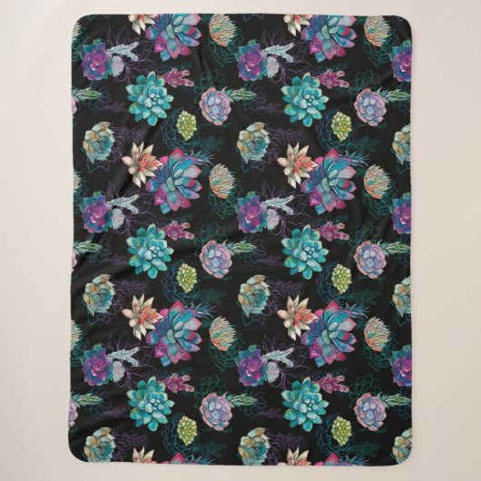 Couverture Sherpa Succulent Motif sans fil (Devant)