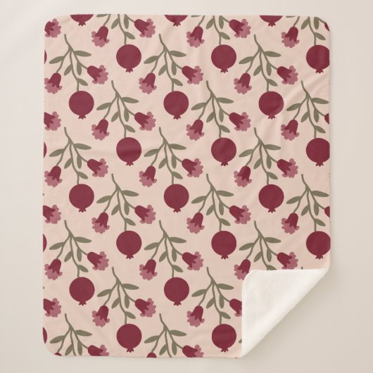 Couverture Sherpa Succursale De Grenade Avec Fleurs Et Fruits (Devant)