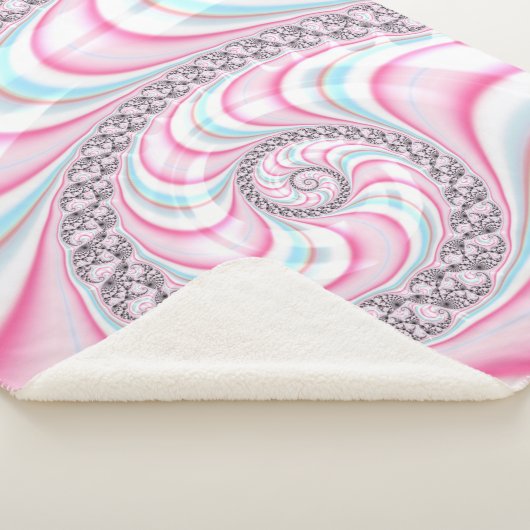 Couverture Sherpa Sucre de canne bleu rose pastel Spiral Fractal (3/4)