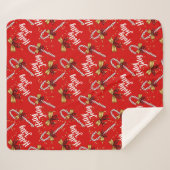 Couverture Sherpa Sucre de canne Holly Jolly Festive moderne Noël (Devant (Horizontal))