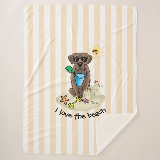 Couverture Sherpa Summer Beach Chocolat Lab Chien Labrador Retriever (Devant)