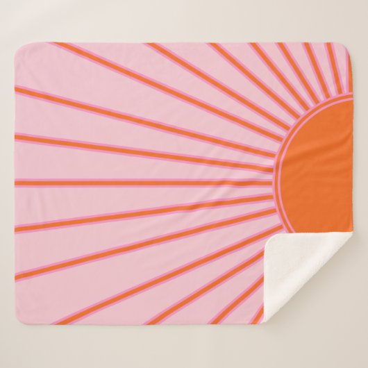 Couverture Sherpa Sun Sunrise Pastel Rose Et Orange Sunshine (Devant (Horizontal))