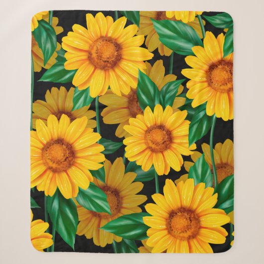 Couverture Sherpa Sunflower seamless pattern. Background with yellow (Devant)