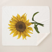 Couverture Sherpa Sunflower Sunshine Floral Aquarelle Fleur (Devant (Horizontal))