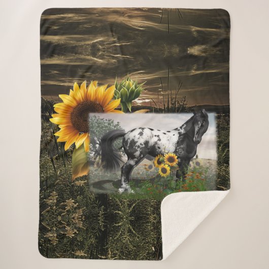 Couverture Sherpa Sunflowers et Appaloosa Horse (Devant)