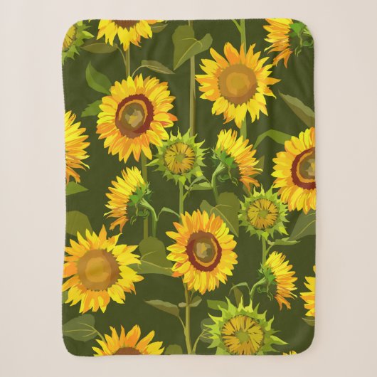 Couverture Sherpa Sunflowers motif continu été (Devant)