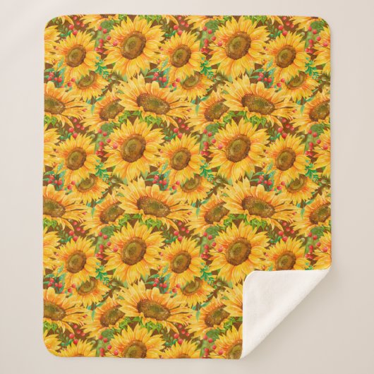 Couverture Sherpa Sunflowers Summery Sherpa Blanket (Devant)