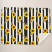 Couverture Sherpa Sunflowers with Black and White Horizontal Lines (Devant (Horizontal))