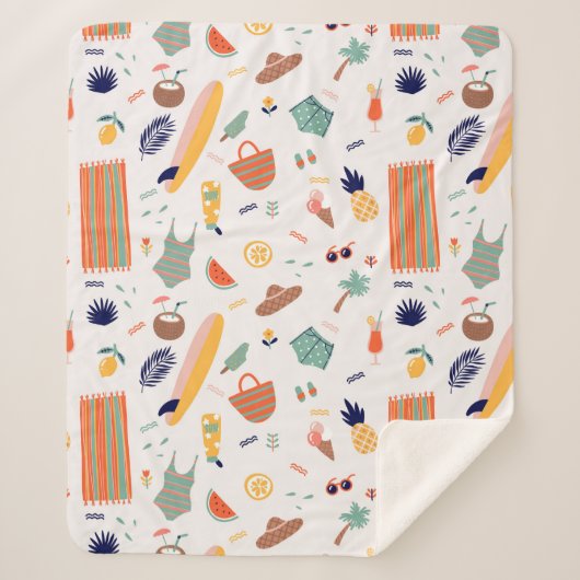 Couverture Sherpa Sunny Beach Fun Motif (Devant)