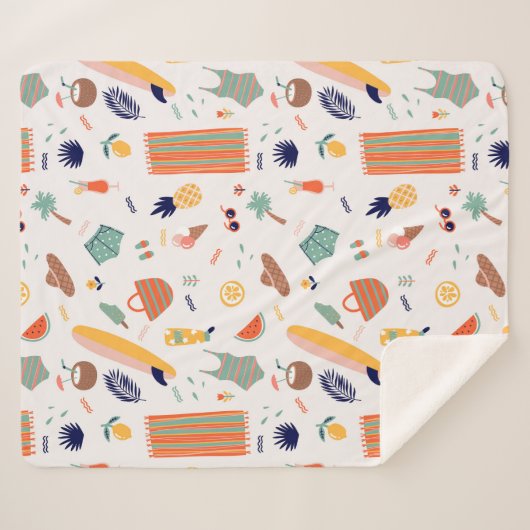 Couverture Sherpa Sunny Beach Fun Motif (Devant (Horizontal))