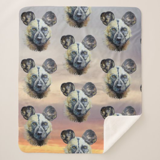 Couverture Sherpa Sunrise Africain Wild Dog en voie de disparition A (Devant)