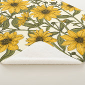 Couverture Sherpa Sunroot, tournesol sauvage sur blanc (3/4)