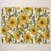 Couverture Sherpa Sunroot, tournesol sauvage sur blanc (Devant (Horizontal))