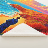 Couverture Sherpa Sunset Beach Solitude Design de sérénité (3/4)
