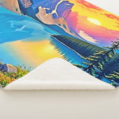 Couverture Sherpa Sunset Mountain Lake Majesty Art (3/4)