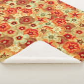 Couverture Sherpa Super Retro Orange Hippie Fleurs Motif (3/4)