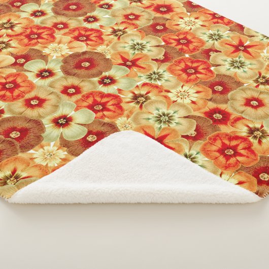 Couverture Sherpa Super Retro Orange Hippie Fleurs Motif (3/4)