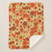 Couverture Sherpa Super Retro Orange Hippie Fleurs Motif (Devant)