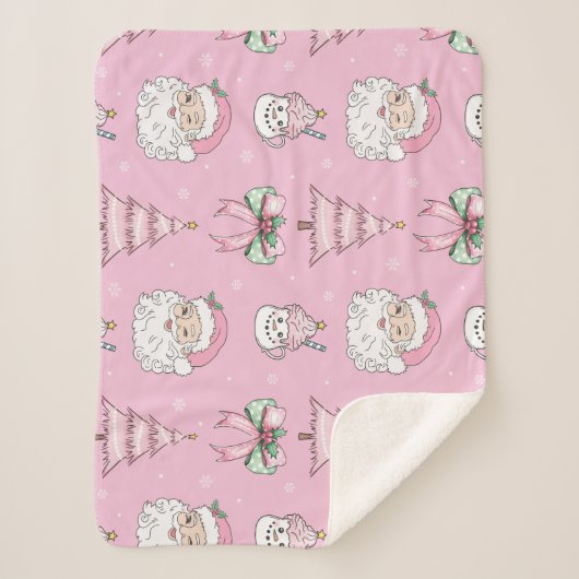 Couverture Sherpa super Retro Rose Santa Claus Win (Devant)