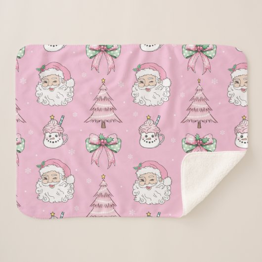 Couverture Sherpa super Retro Rose Santa Claus Win (Devant (Horizontal))