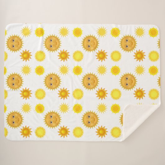 Couverture Sherpa Superbe et envoûtant Motif solaire souriant (Devant (Horizontal))