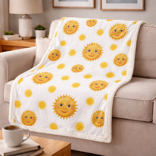 Couverture Sherpa Superbe et envoûtant Motif solaire souriant