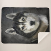 Couverture Sherpa Superbe Husky Sibérien Sherpa Blanket (Devant (Horizontal))