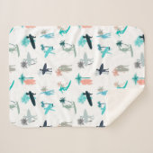 Couverture Sherpa Surfers and Palm Trees Pattern (Devant (Horizontal))