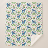 Couverture Sherpa Swedish Dala Horses Blue (Devant)