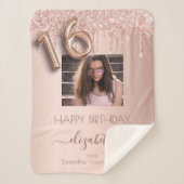 Couverture Sherpa Sweet 16 rose or photo parties scintillant amis ro (Devant)