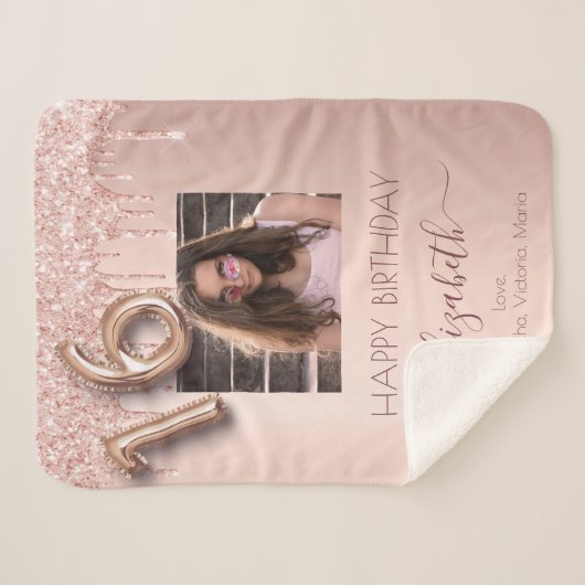 Couverture Sherpa Sweet 16 rose or photo parties scintillant amis ro (Devant (Horizontal))