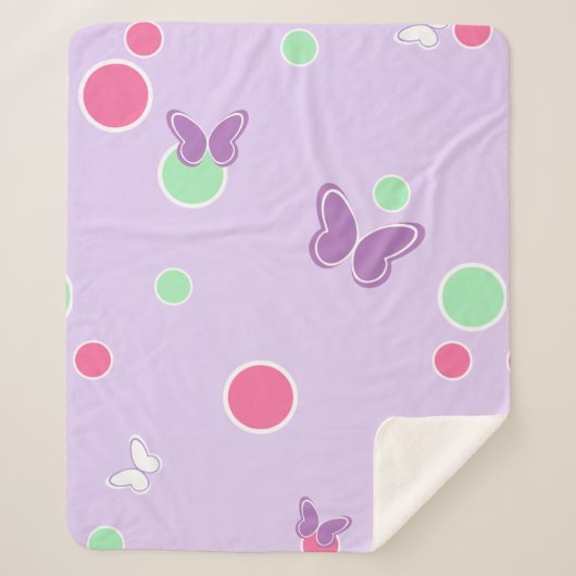 Couverture Sherpa sweet butterflies and polka dots (Devant)