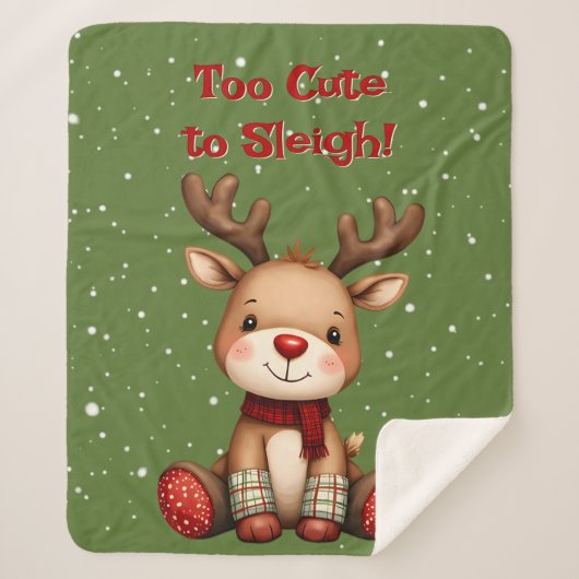 Couverture Sherpa Sweet Reindeer Pair in Holiday Snowfall (Devant)