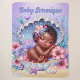 Couverture Sherpa Sweet Sleeping Baby Girl Seashell Pastel