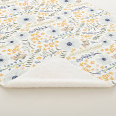 Couverture Sherpa Sweet Spring Blue Grey Jaune Fleurs botaniques (3/4)