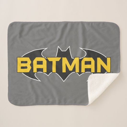 Couverture Sherpa Symbole Batman | Nom Logo jaune et noir (Devant (Horizontal))