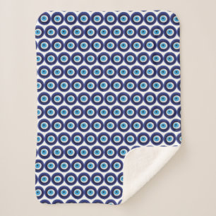 Couverture Sherpa Symbole bleu de perle d'amulette mauvaise de