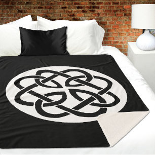 Couverture Sherpa Symbole de cercle en entrelacs celtique noir et bl