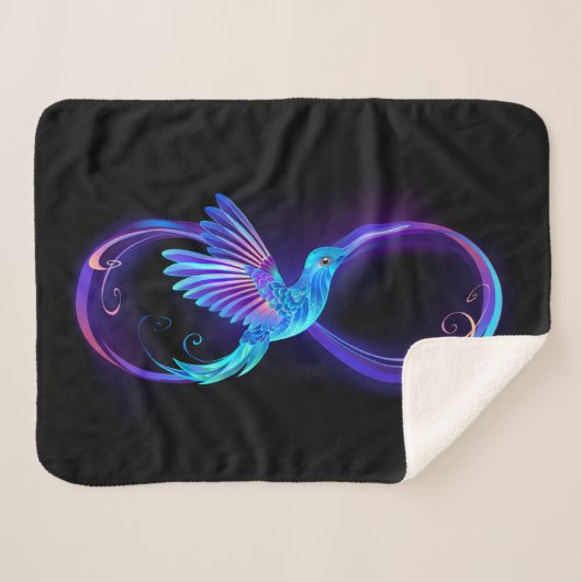 Couverture Sherpa Symbole de Neon Infinity par Glowing Hummingbird (Devant (Horizontal))
