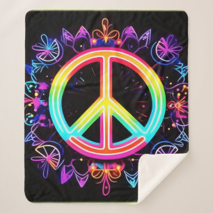Couverture Sherpa Symbole de paix arc-en-ciel Art