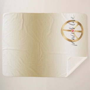 Couverture Sherpa Symbole de paix Gold Inspirational