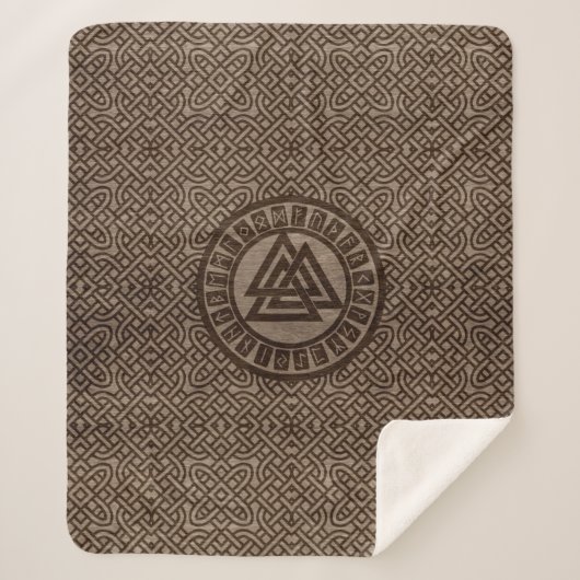 Couverture Sherpa Symbole et runes de Valknut sur le motif celtique (Devant)