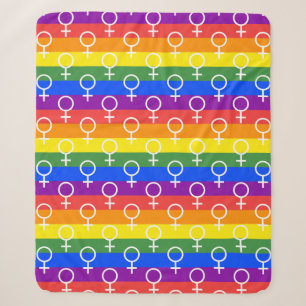 Couverture Sherpa Symbole féminin Motif arc-en-ciel