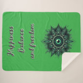 Couverture Sherpa Symbole oculaire vert foncé du Monogramme | (Devant (Horizontal))
