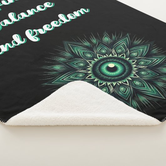 Couverture Sherpa Symbole oculaire vert foncé du Monogramme sur noir (3/4)