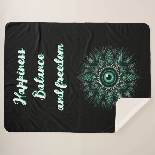 Couverture Sherpa Symbole oculaire vert foncé du Monogramme sur noir (Devant (Horizontal))