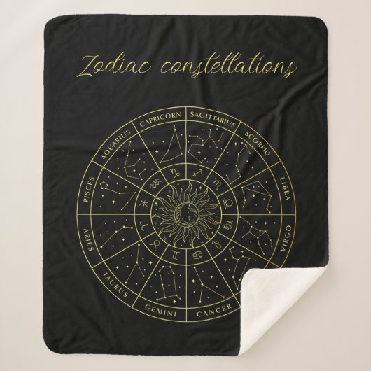 Couverture Sherpa Symbole Zodiac horoscope constellations carte or (Devant)