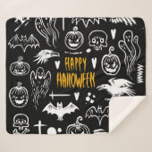 Couverture Sherpa Symboles d'Halloween dessinés à la main, collectio (Devant (Horizontal))
